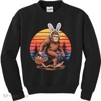 Bigfoot Sasquatch Bunny Easter Eggs Retro  Kids Sweatshirt thumb 0