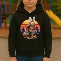 Bigfoot Sasquatch Bunny Easter Eggs Retro  Kids Hoodie thumb 3