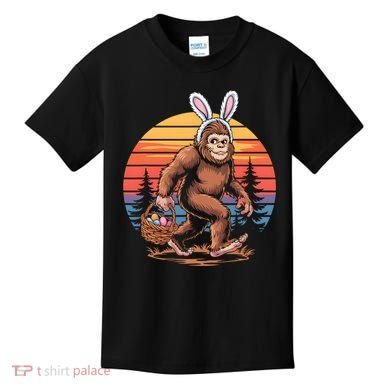 Bigfoot Sasquatch Bunny Easter Eggs Retro  Kids T-Shirt