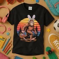 Bigfoot Sasquatch Bunny Easter Eggs Retro  Kids T-Shirt thumb 3