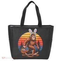 Bigfoot Sasquatch Bunny Easter Eggs Retro  Tote Bag thumb 0