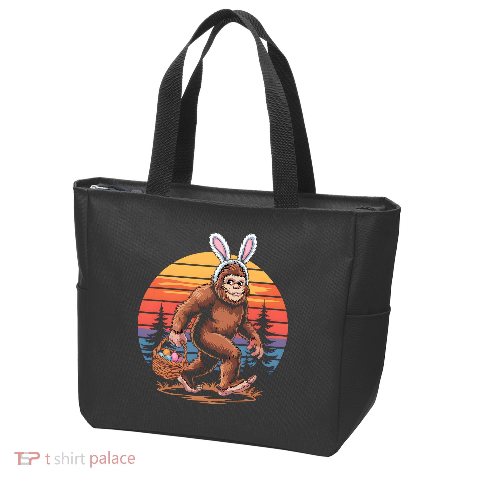 Bigfoot Sasquatch Bunny Easter Eggs Retro  Tote Bag