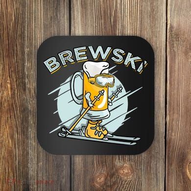Brewski - Skiing Beer for Winter Sport Coaster