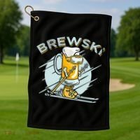 Brewski - Skiing Beer for Winter Sport Golf Towel thumb 1
