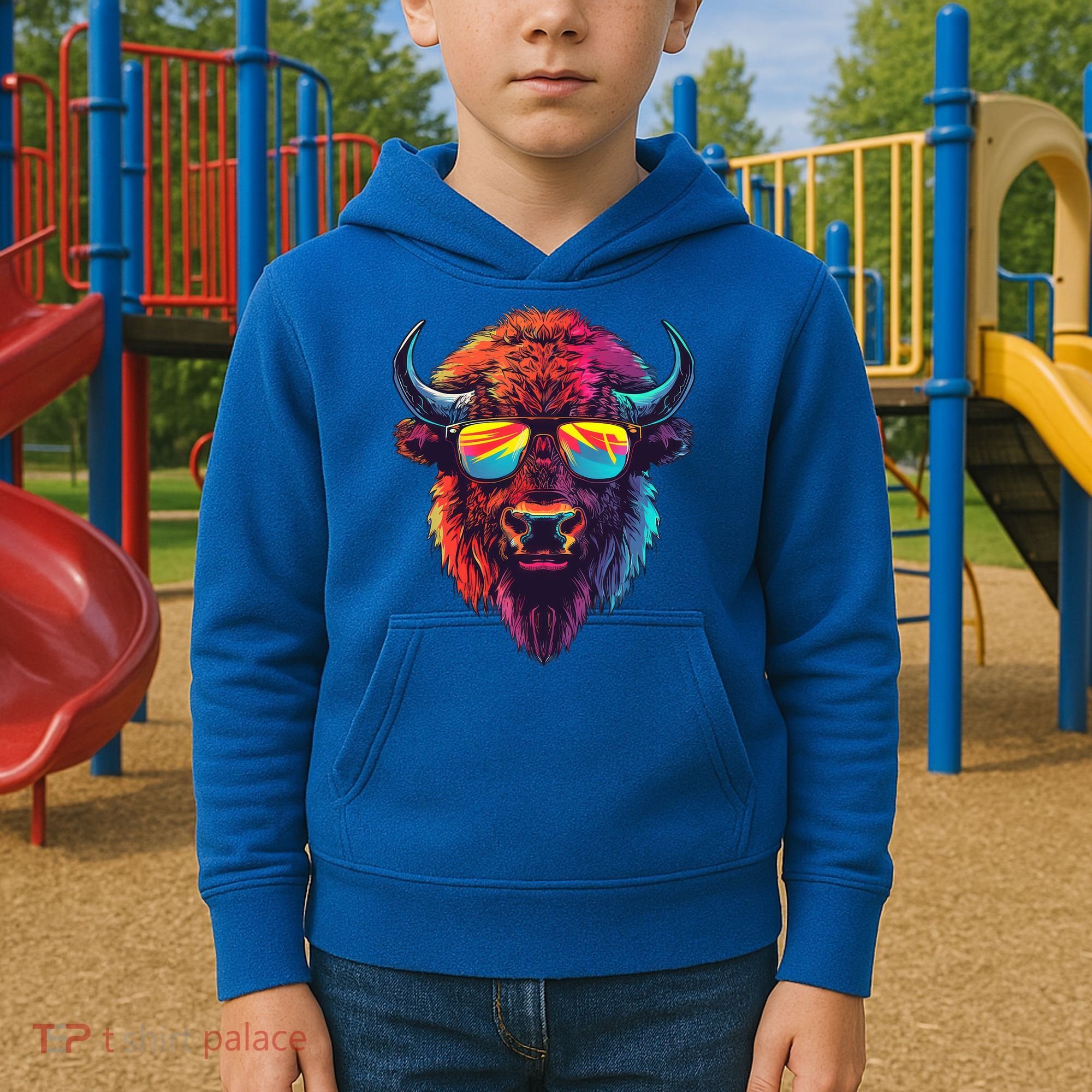 Bison Sunglasses Kids Hoodie