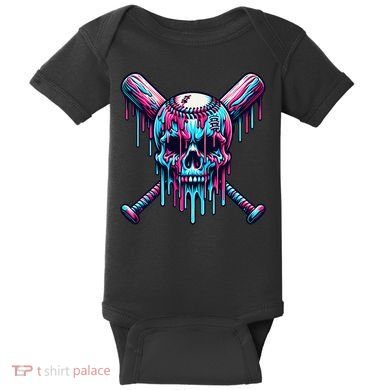 Baseball Skull  Baseball  Baseball Ice Cream  Gift Baby Bodysuit