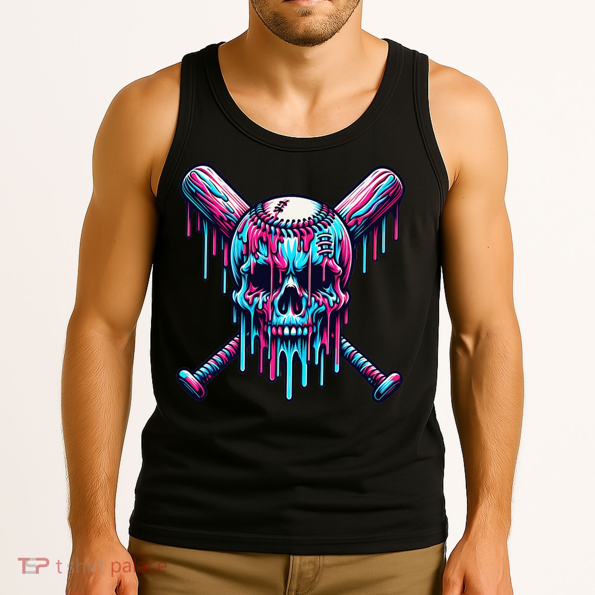 Baseball Skull  Baseball  Baseball Ice Cream  Gift Tank Top