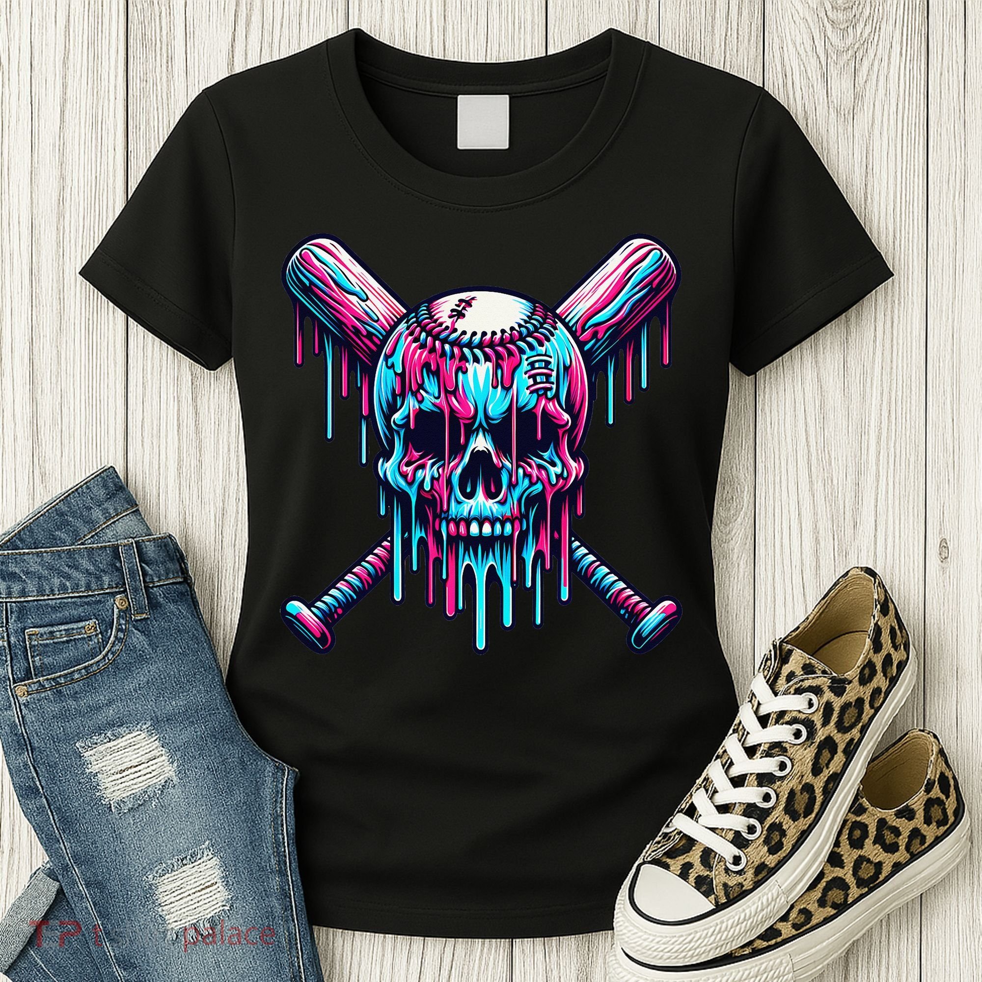 Baseball Skull  Baseball  Baseball Ice Cream  Gift Women's T-Shirt