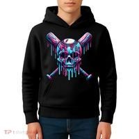 Baseball Skull  Baseball  Baseball Ice Cream  Gift Kids Hoodie thumb 4