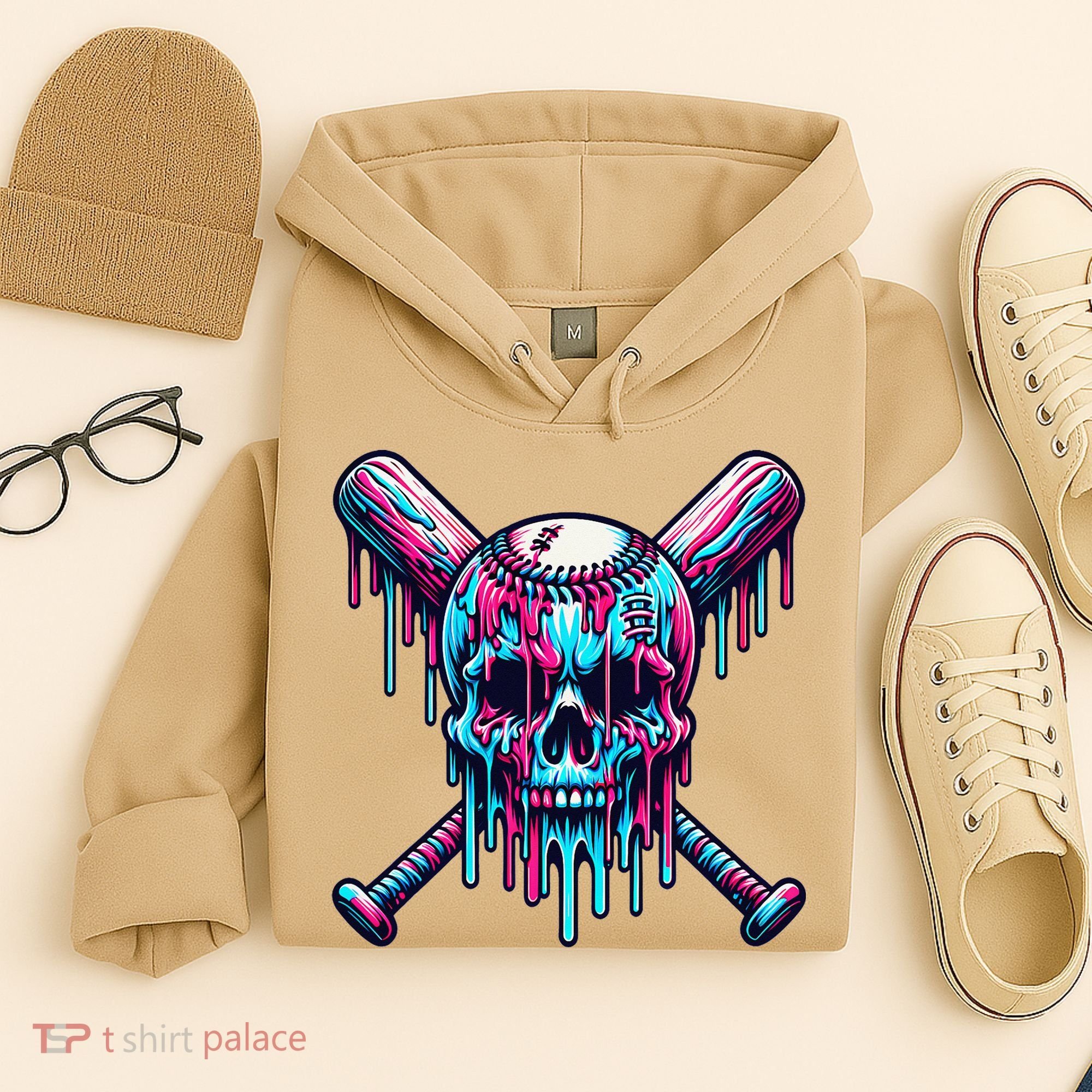 Baseball Skull  Baseball  Baseball Ice Cream  Gift Hoodie