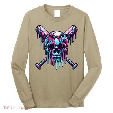 Baseball Skull  Baseball  Baseball Ice Cream  Gift Long Sleeve Shirt