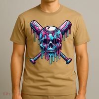 Baseball Skull  Baseball  Baseball Ice Cream  Gift T-Shirt thumb 3