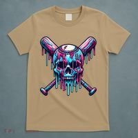 Baseball Skull  Baseball  Baseball Ice Cream  Gift T-Shirt thumb 5