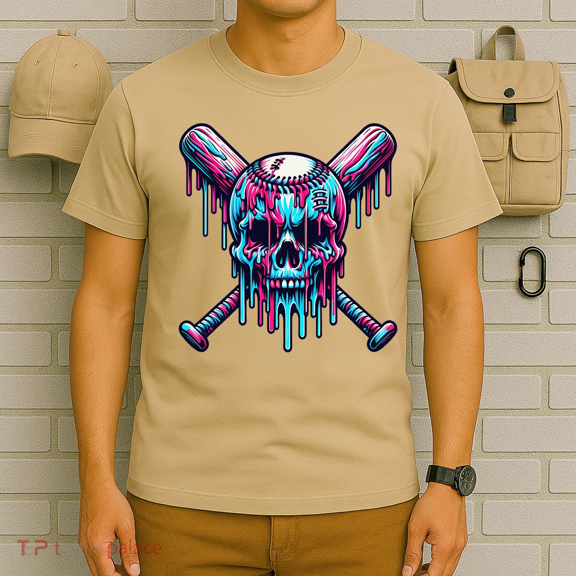 Baseball Skull  Baseball  Baseball Ice Cream  Gift T-Shirt