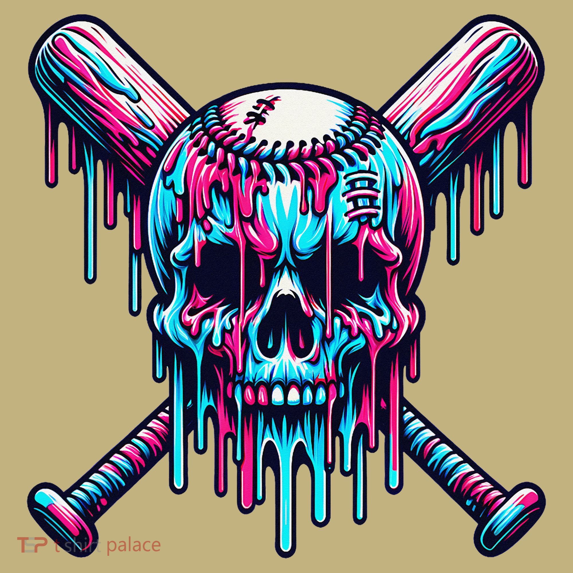 Baseball Skull  Baseball  Baseball Ice Cream  Gift T-Shirt