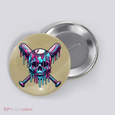 Baseball Skull  Baseball  Baseball Ice Cream  Gift Button