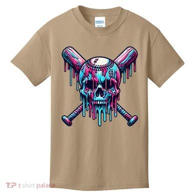 Baseball Skull  Baseball  Baseball Ice Cream  Gift Kids T-Shirt