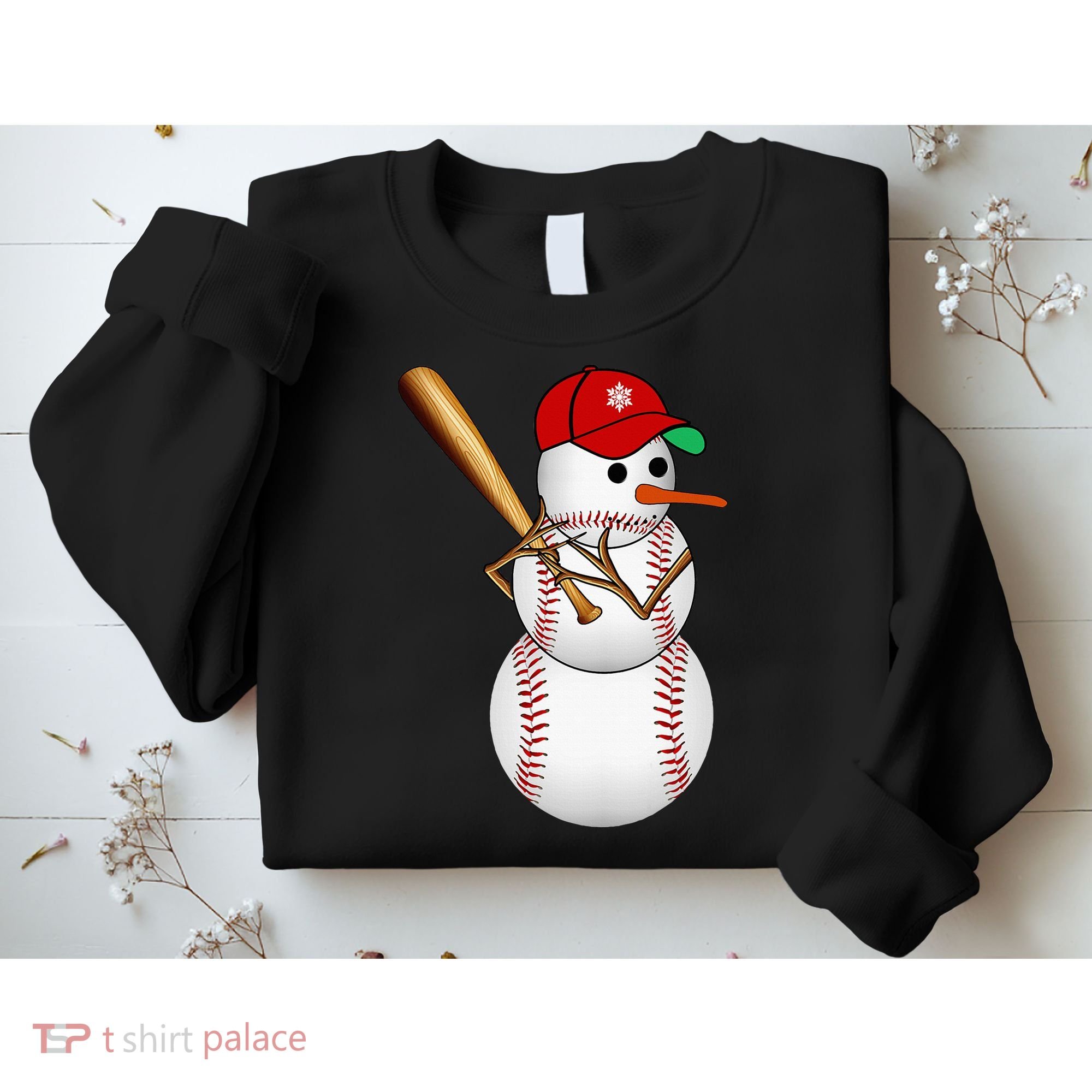 Baseball Snowman Balls Snow Christmas Xmas Gifts Sweatshirt