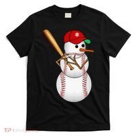 Baseball Snowman Balls Snow Christmas Xmas Gifts T-Shirt thumb 0