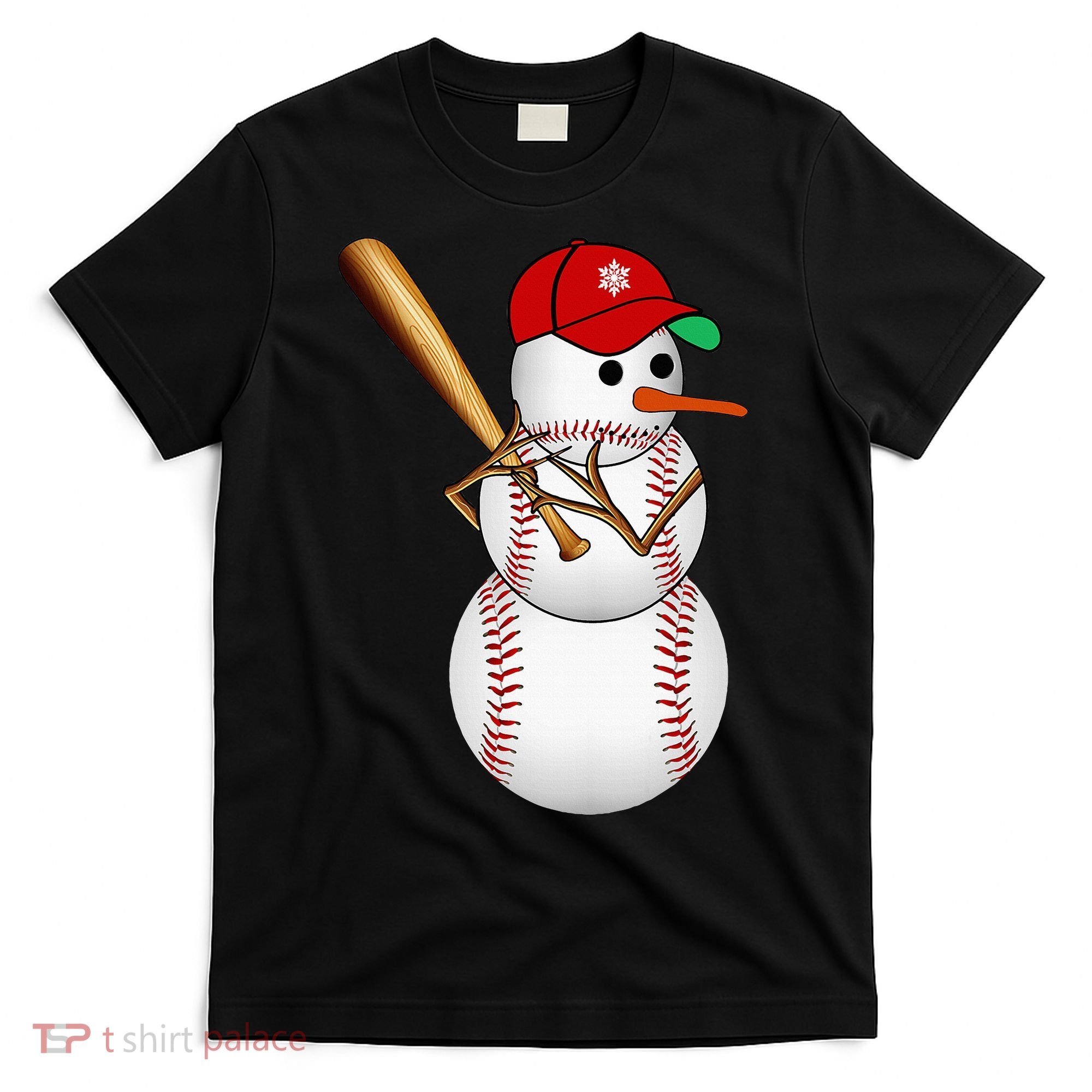 Baseball Snowman Balls Snow Christmas Xmas Gifts T-Shirt