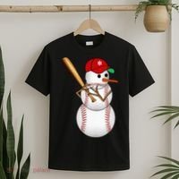 Baseball Snowman Balls Snow Christmas Xmas Gifts T-Shirt thumb 2