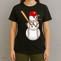 Baseball Snowman Balls Snow Christmas Xmas Gifts T-Shirt thumb 4
