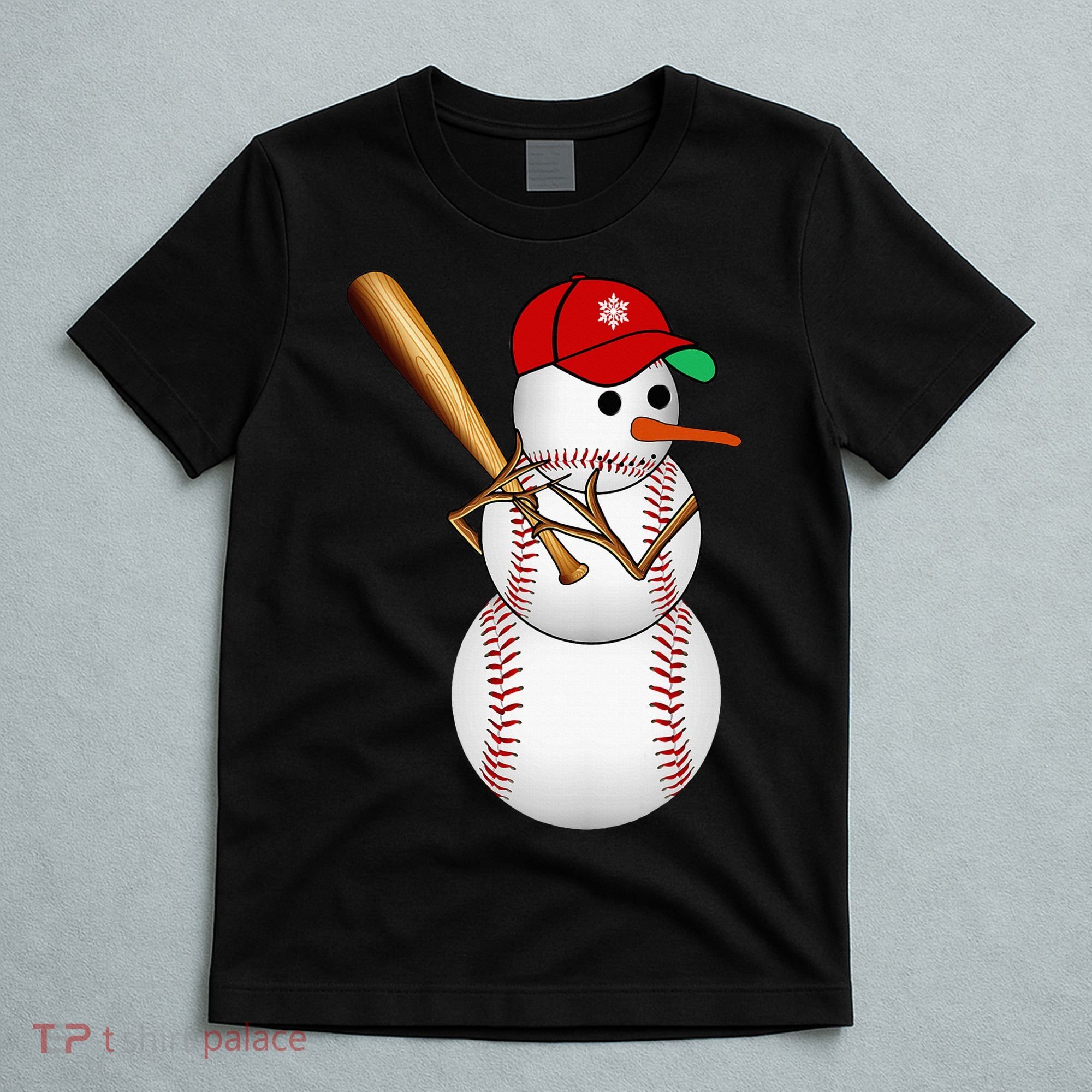Baseball Snowman Balls Snow Christmas Xmas Gifts T-Shirt