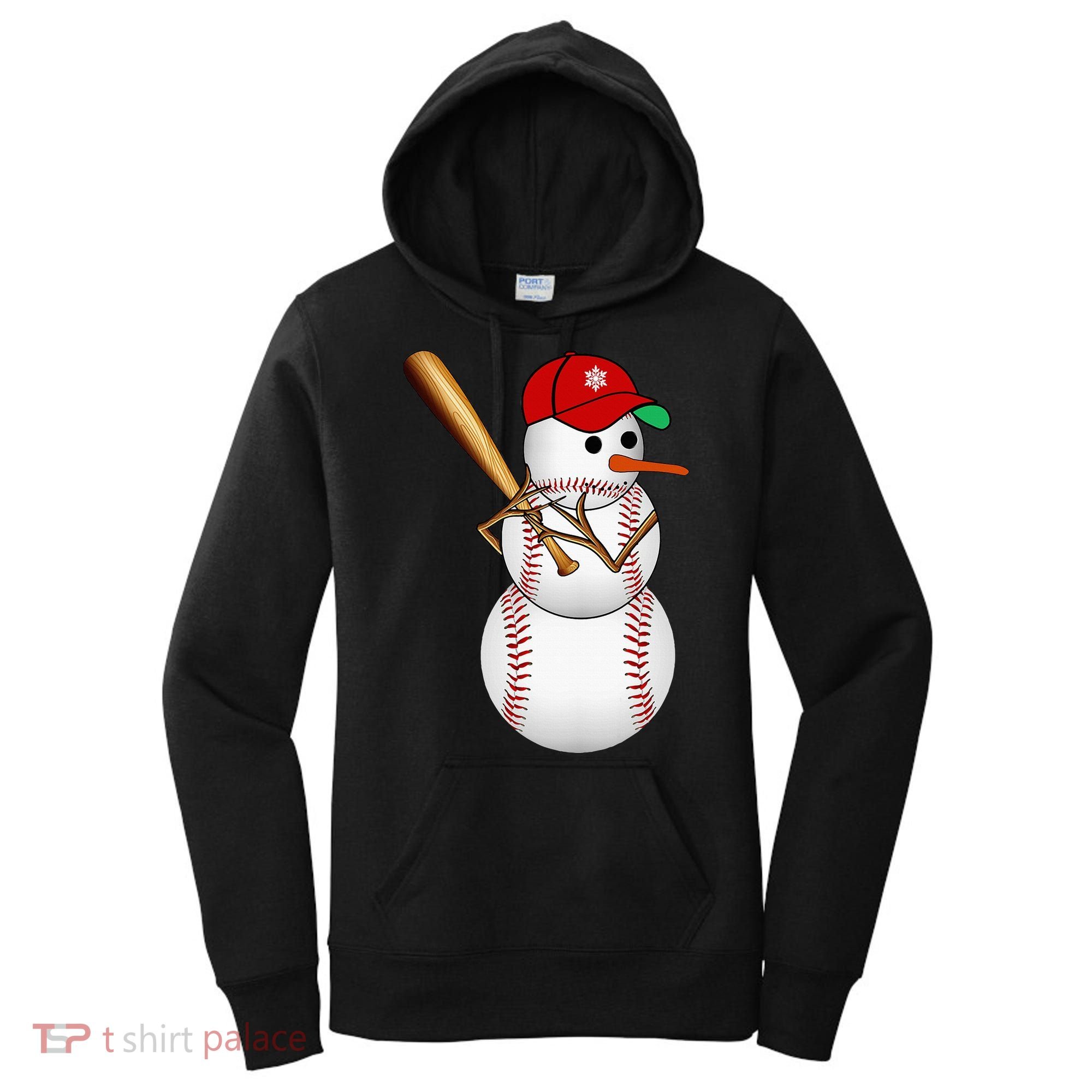 Baseball Snowman Balls Snow Christmas Xmas Gifts Women's Hoodie