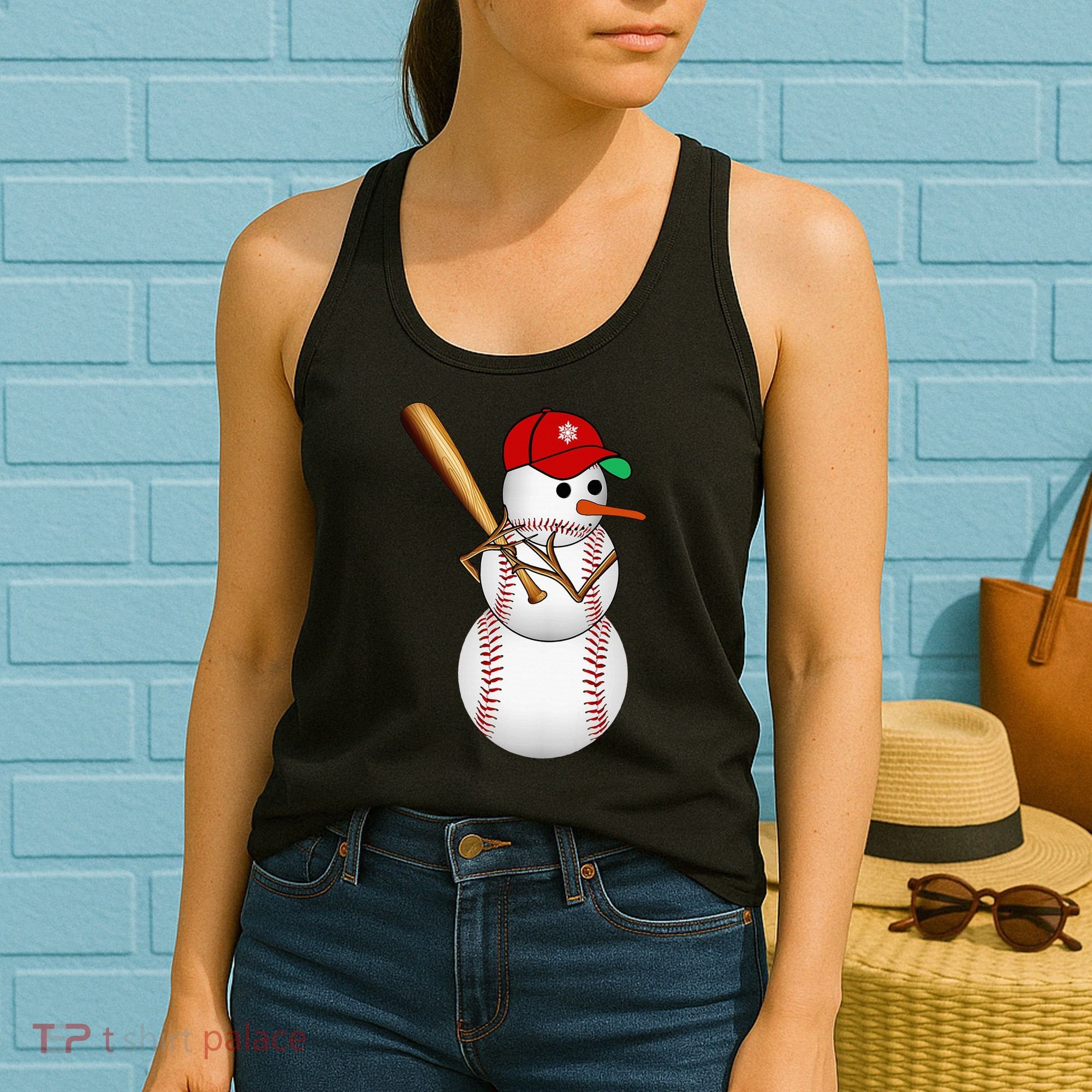 Baseball Snowman Balls Snow Christmas Xmas Gifts Women's Tank Top