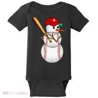 Baseball Snowman Balls Snow Christmas Xmas Gifts Baby Bodysuit thumb 0