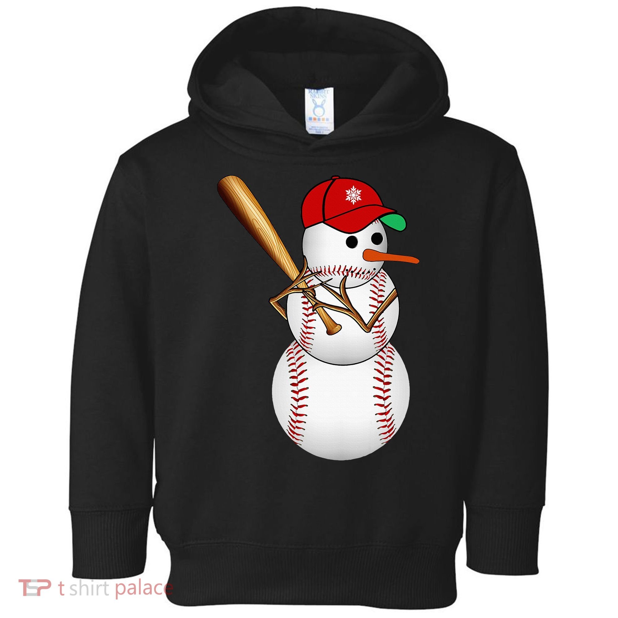 Baseball Snowman Balls Snow Christmas Xmas Gifts Toddler Hoodie