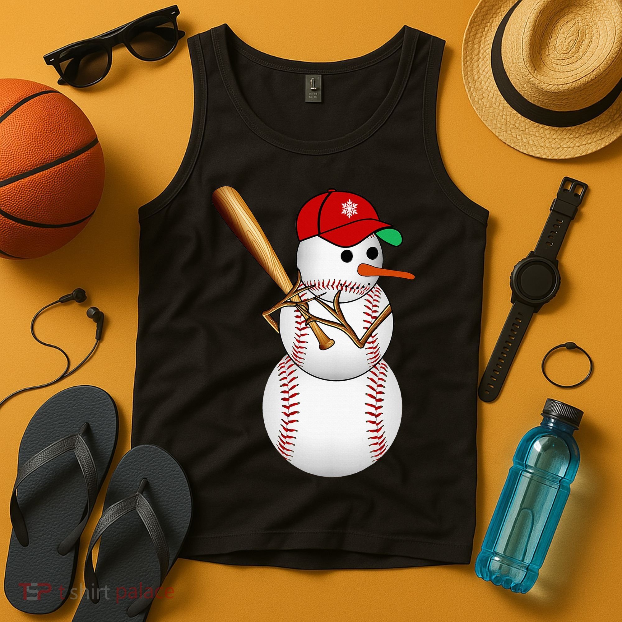 Baseball Snowman Balls Snow Christmas Xmas Gifts Tank Top