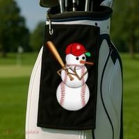 Baseball Snowman Balls Snow Christmas Xmas Gifts Golf Towel thumb 2