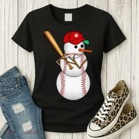 Baseball Snowman Balls Snow Christmas Xmas Gifts Women's T-Shirt thumb 3