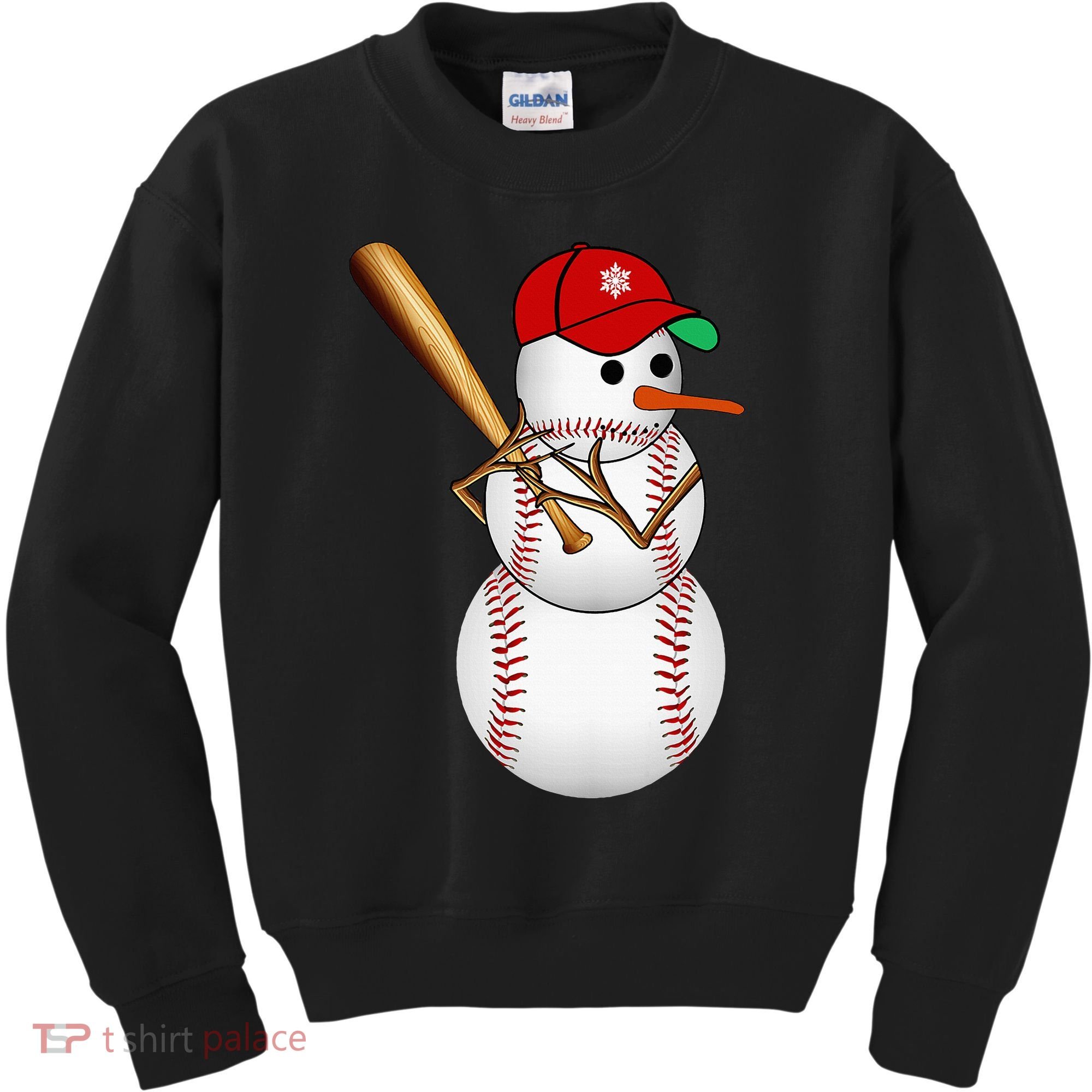 Baseball Snowman Balls Snow Christmas Xmas Gifts Kids Sweatshirt