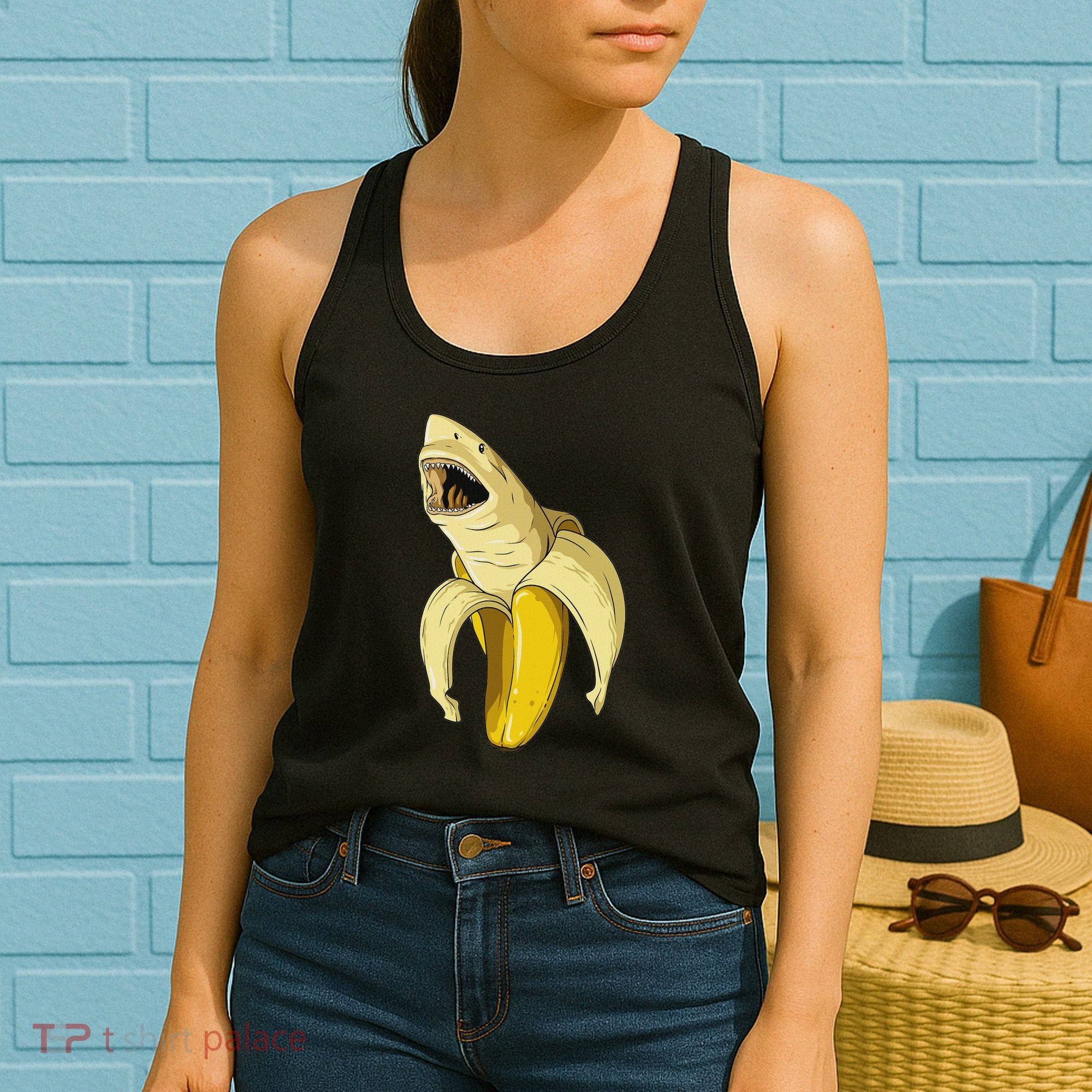 Banana Shark Banana Themed Party Shark Themed Party Women's Tank Top
