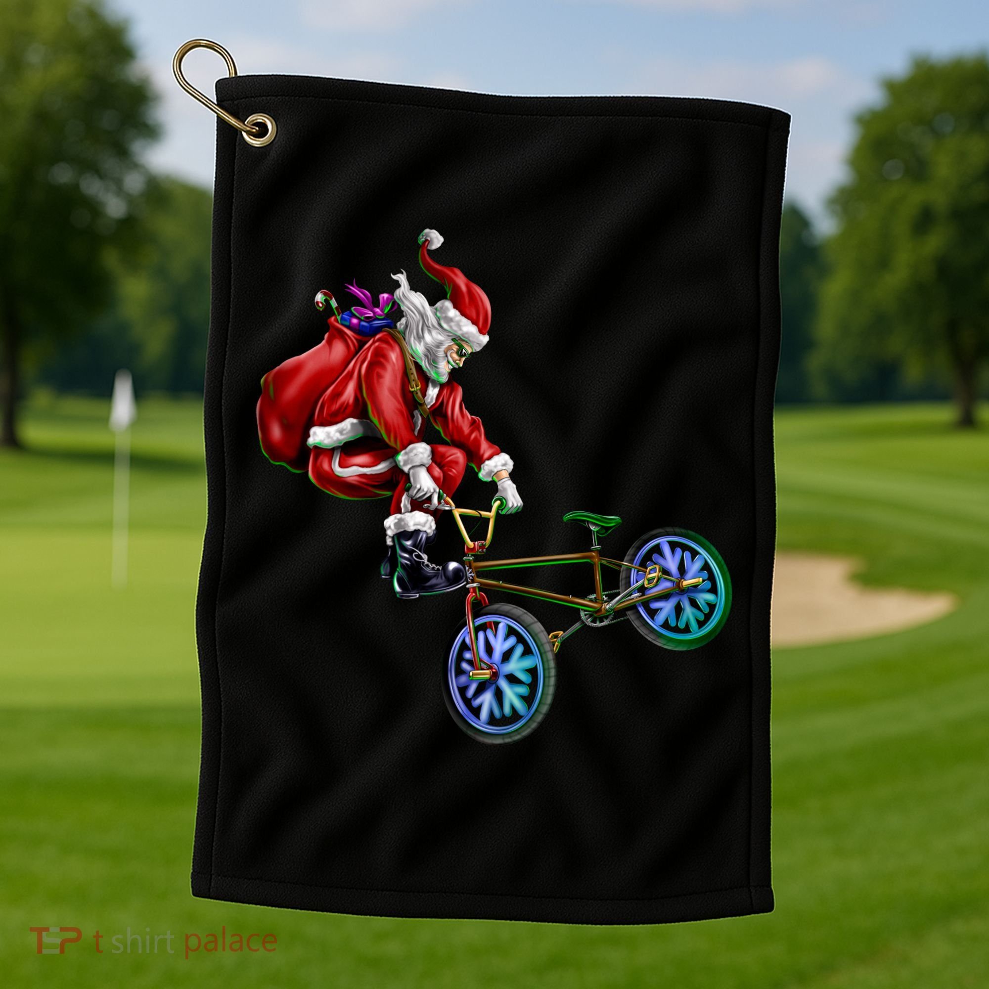 BMX Santa Golf Towel