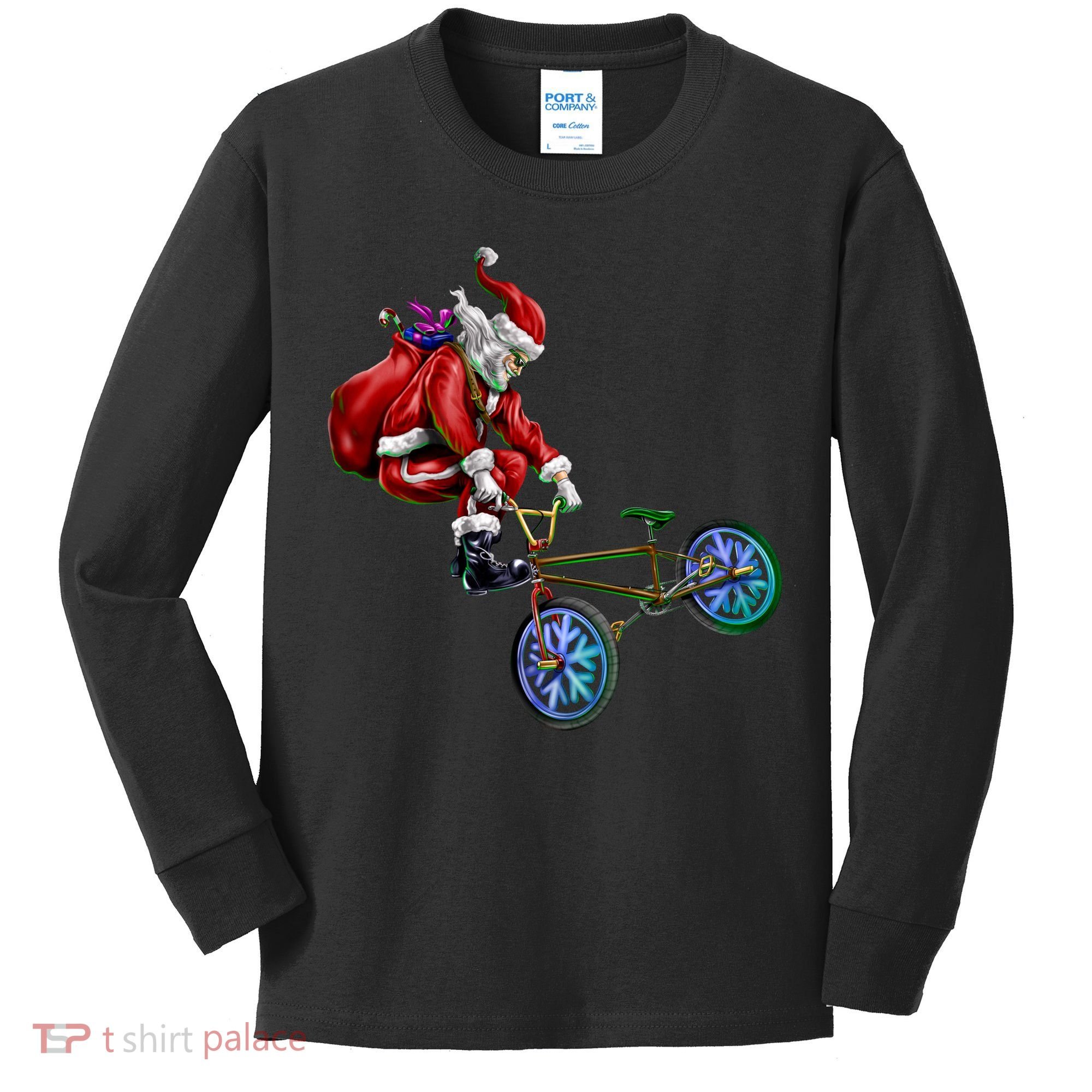 BMX Santa Kids Long Sleeve Shirt