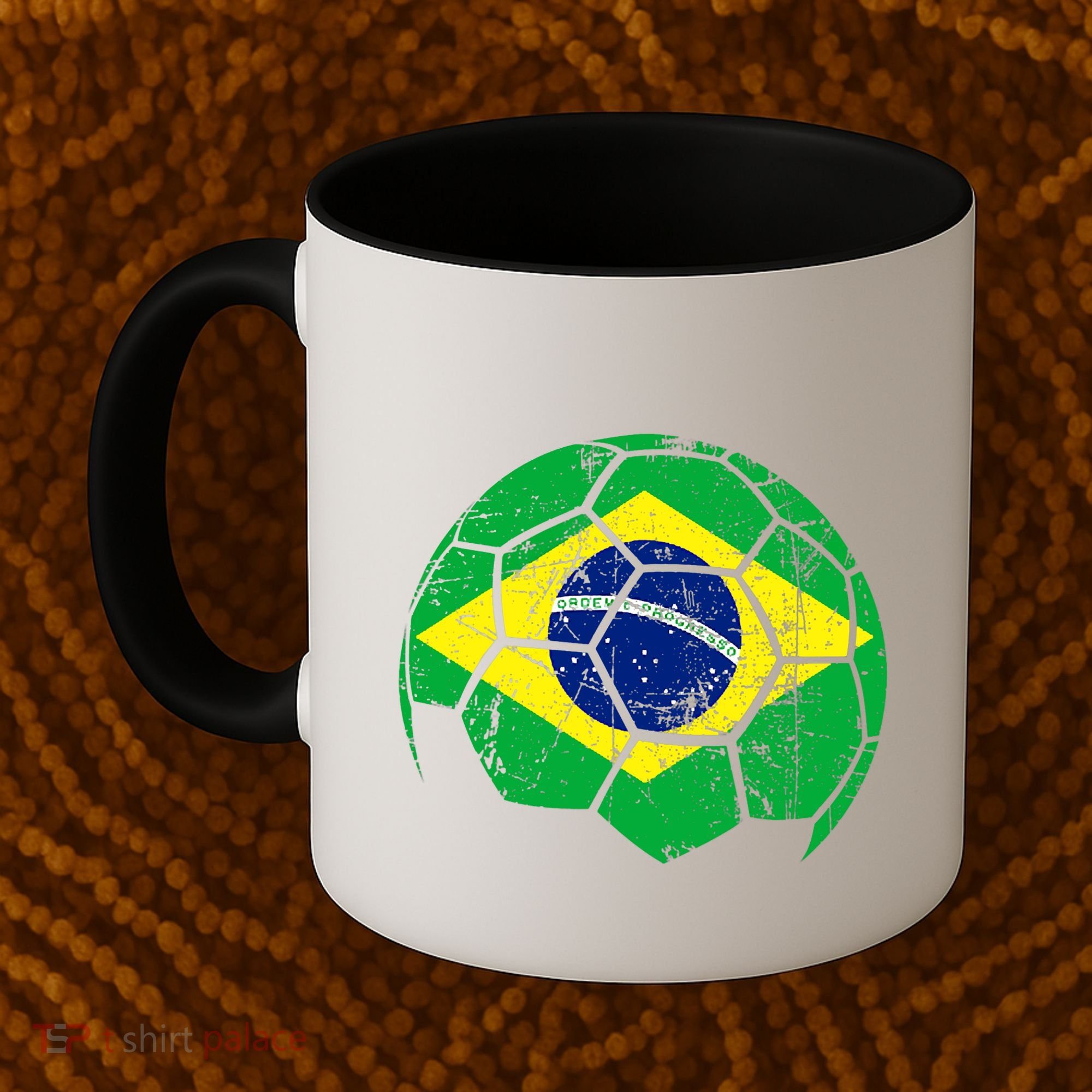 Brazil Soccer Ball Flag Jersey Coffee Mug