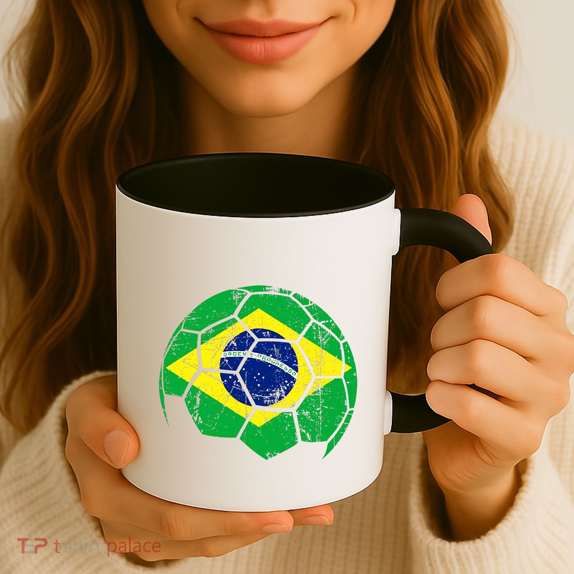 Brazil Soccer Ball Flag Jersey Coffee Mug