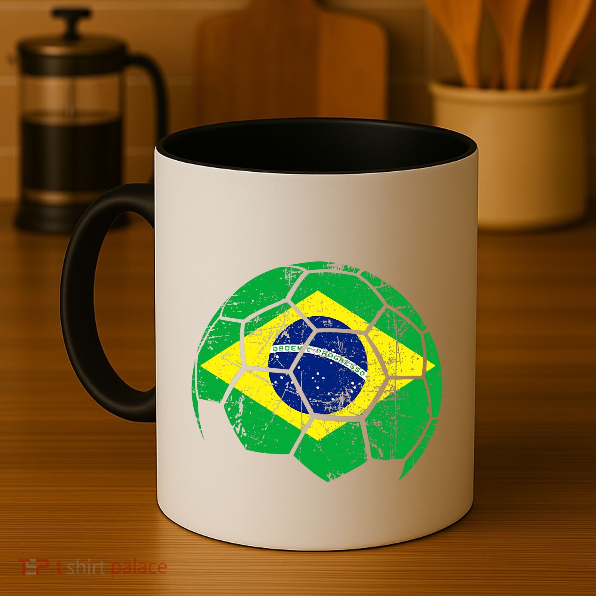Brazil Soccer Ball Flag Jersey Coffee Mug