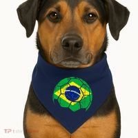 Brazil Soccer Ball Flag Jersey USA-Made Doggie Bandana thumb 1