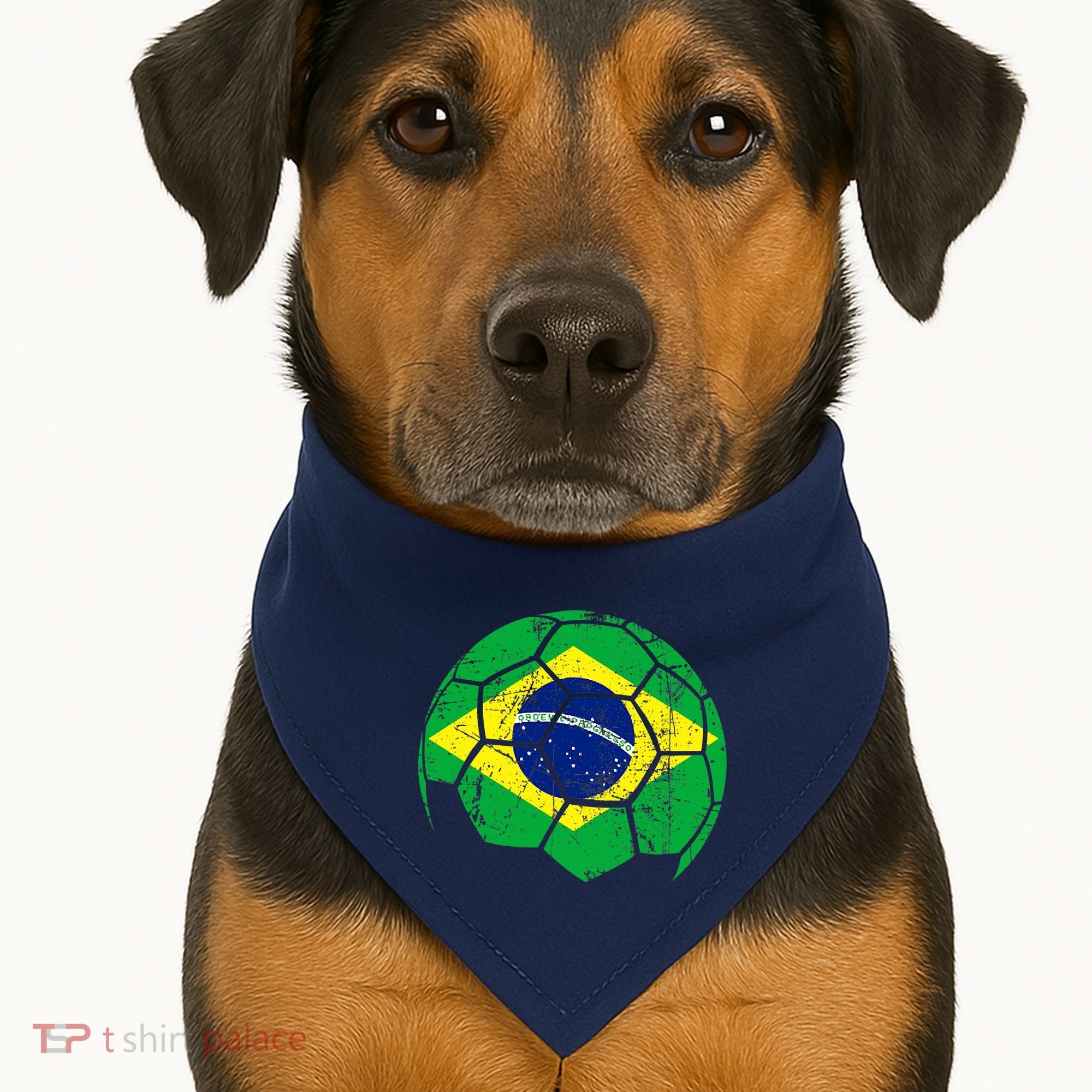 Brazil Soccer Ball Flag Jersey USA-Made Doggie Bandana