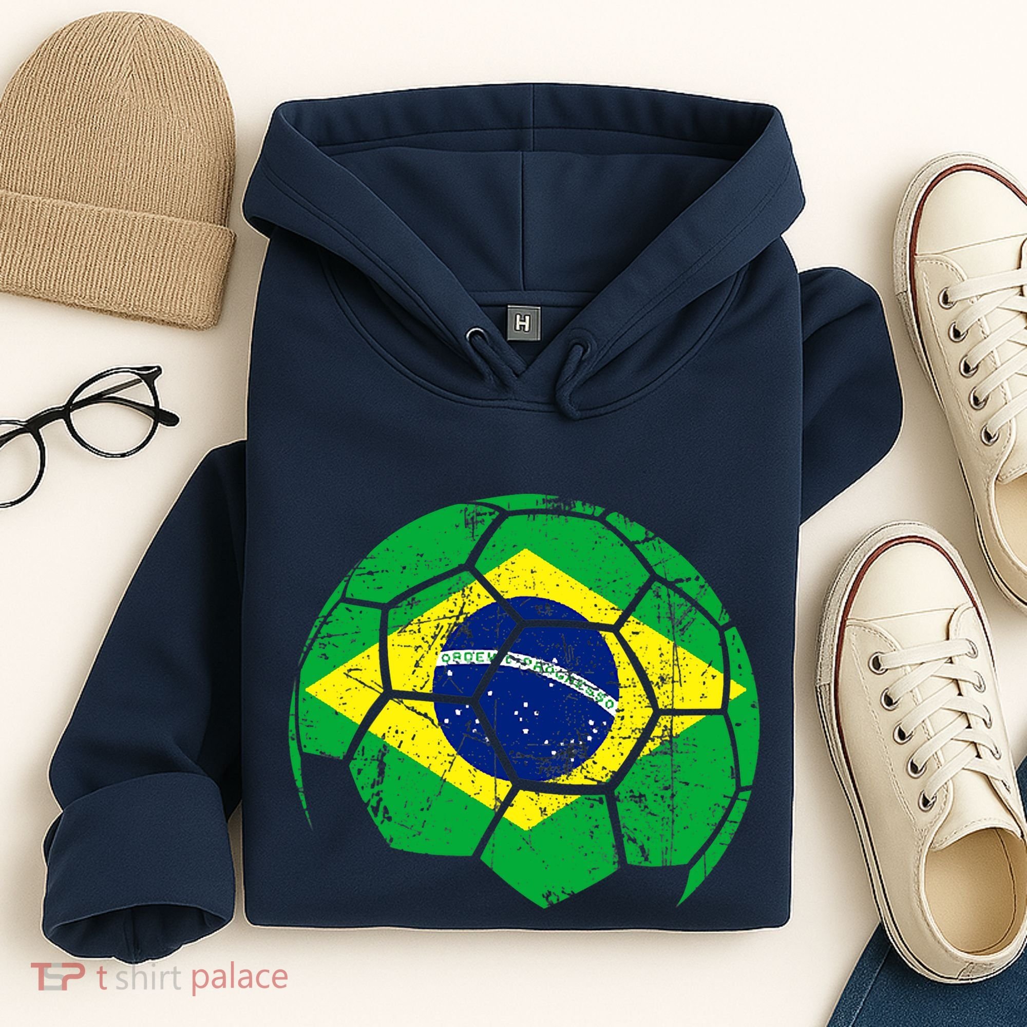 Brazil Soccer Ball Flag Jersey Hoodie