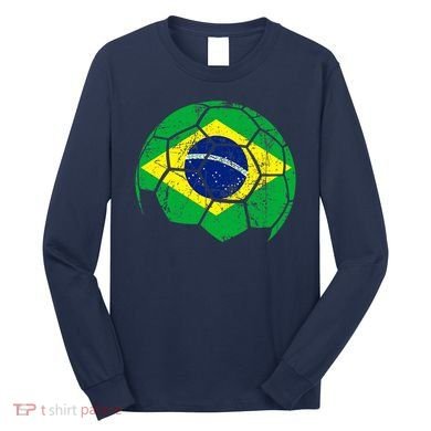 Brazil Soccer Ball Flag Jersey Long Sleeve Shirt