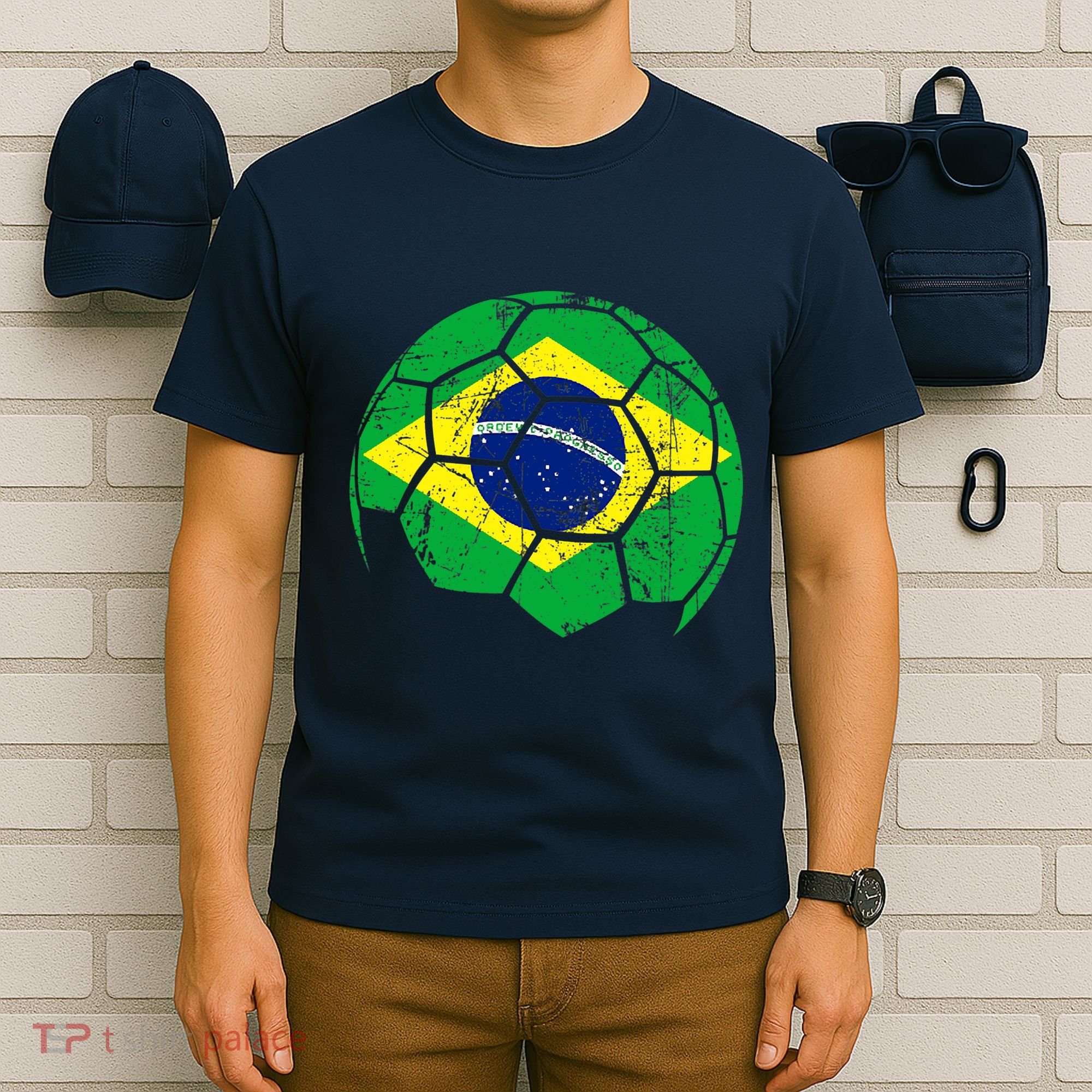 Brazil Soccer Ball Flag Jersey T-Shirt