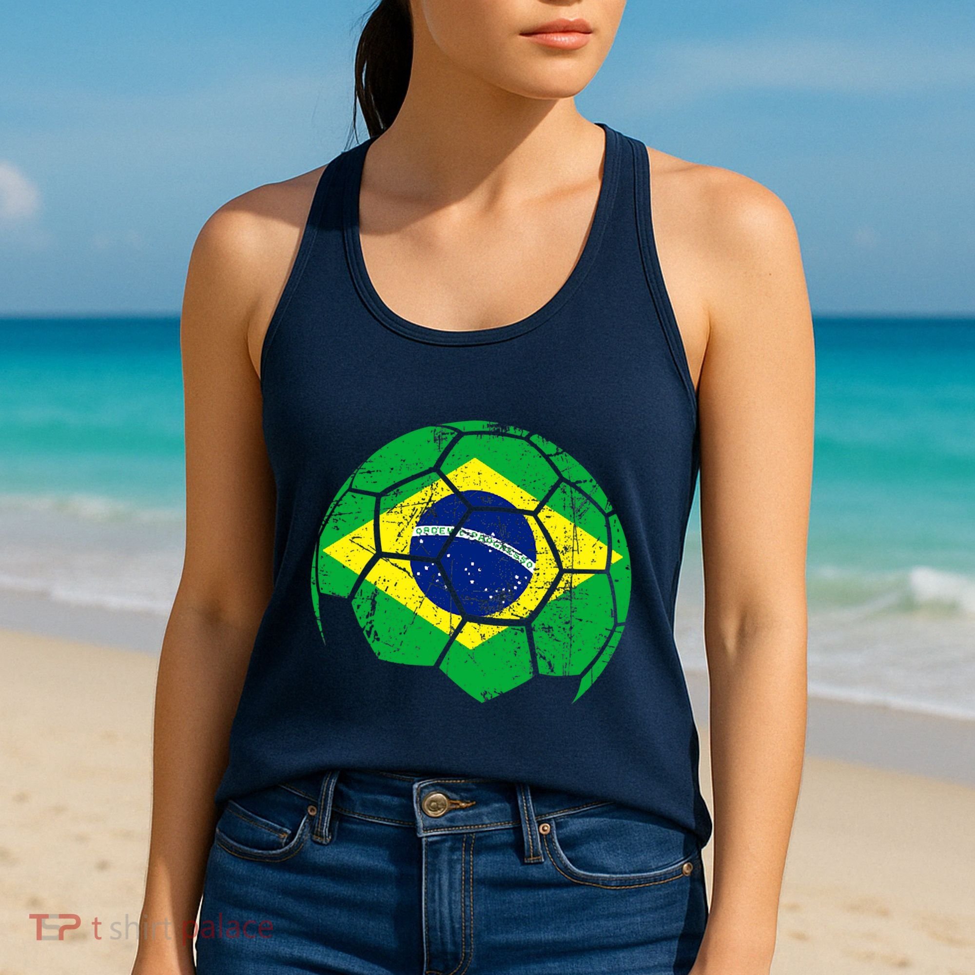 Brazil Soccer Ball Flag Jersey Women's Tank Top