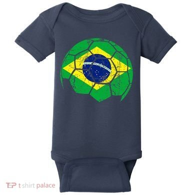 Brazil Soccer Ball Flag Jersey Baby Bodysuit