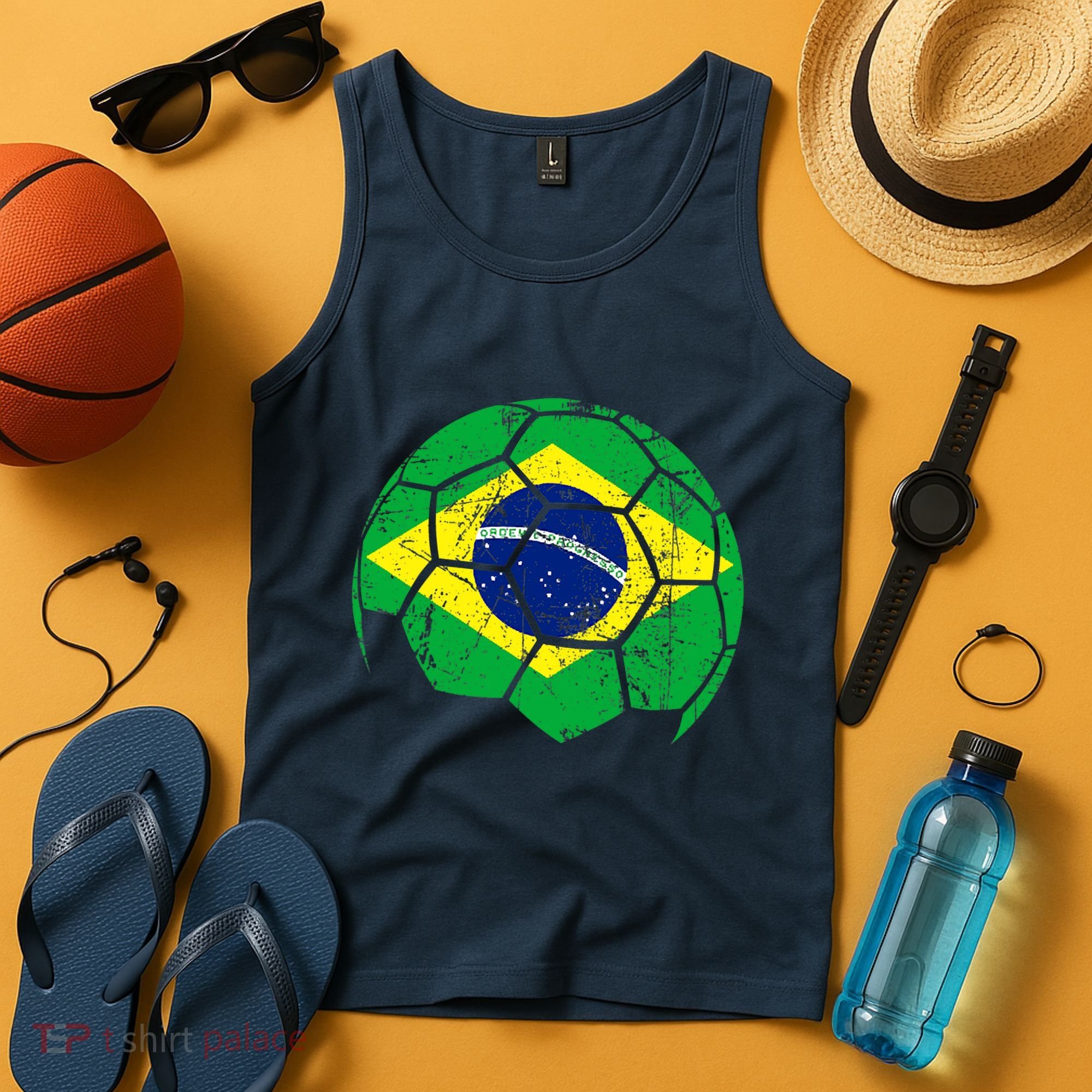 Brazil Soccer Ball Flag Jersey Tank Top