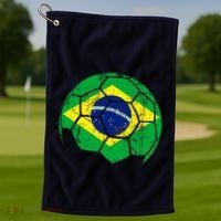 Brazil Soccer Ball Flag Jersey Golf Towel thumb 1